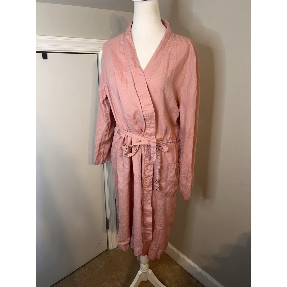 Nature Chic 100% Linen Nightwear Bath Robe Pink Rose - Medium